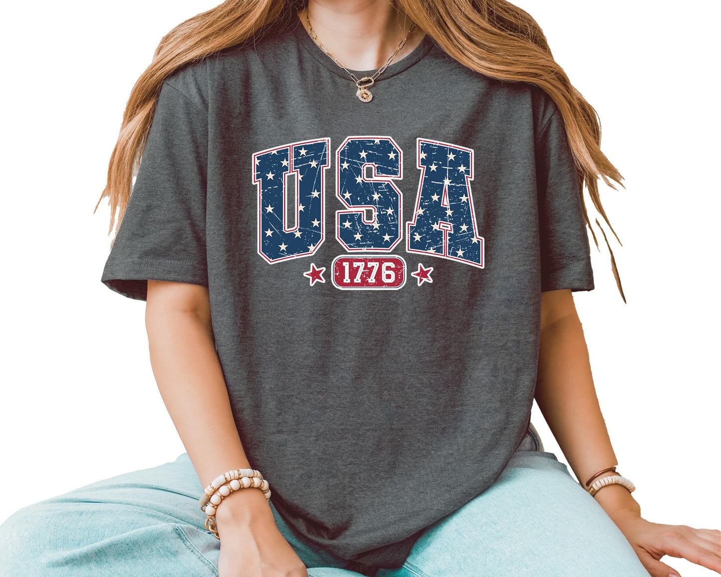 USA 1776 Graphic T-Shirt – Unisex Patriotic Independence Day Shirt – Vintage American Flag Fourth of July Tee