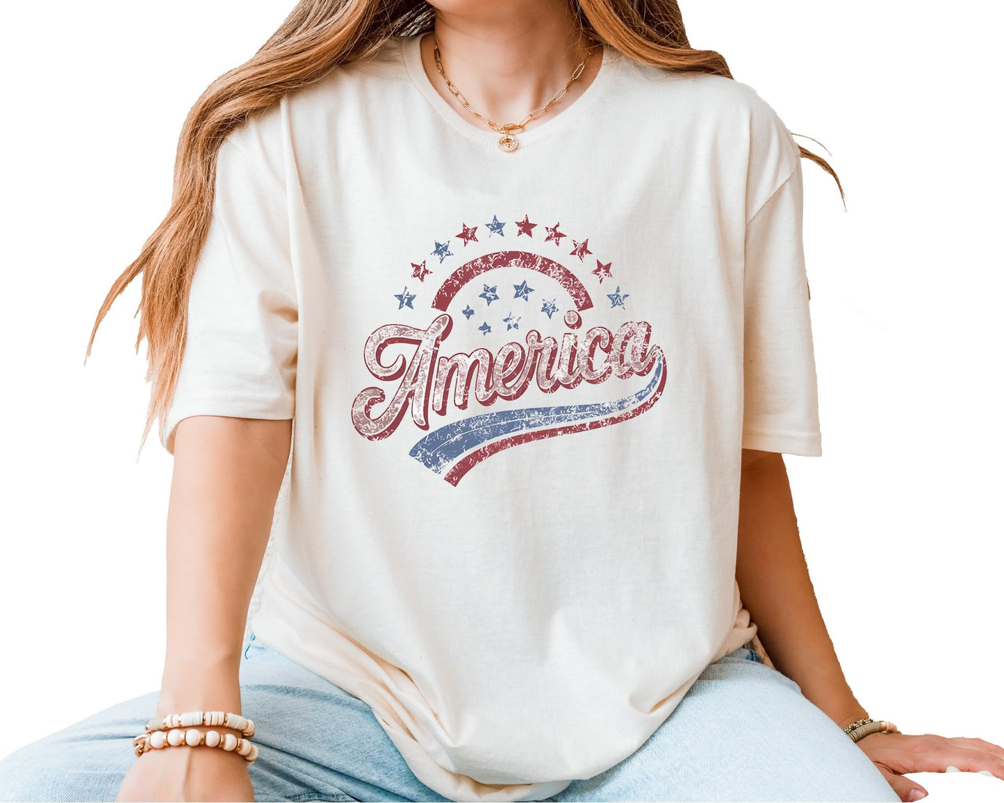 America Graphic T-Shirt – Unisex Patriotic Stars USA Shirt – Fourth of July American Flag Independence Day Tee