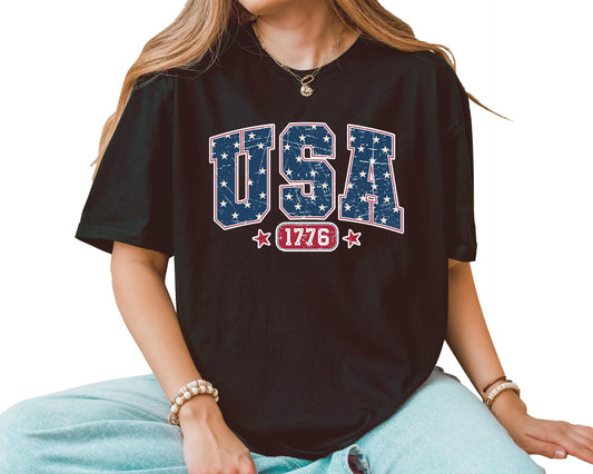USA 1776 Graphic T-Shirt – Unisex Patriotic Independence Day Shirt – Vintage American Flag Fourth of July Tee