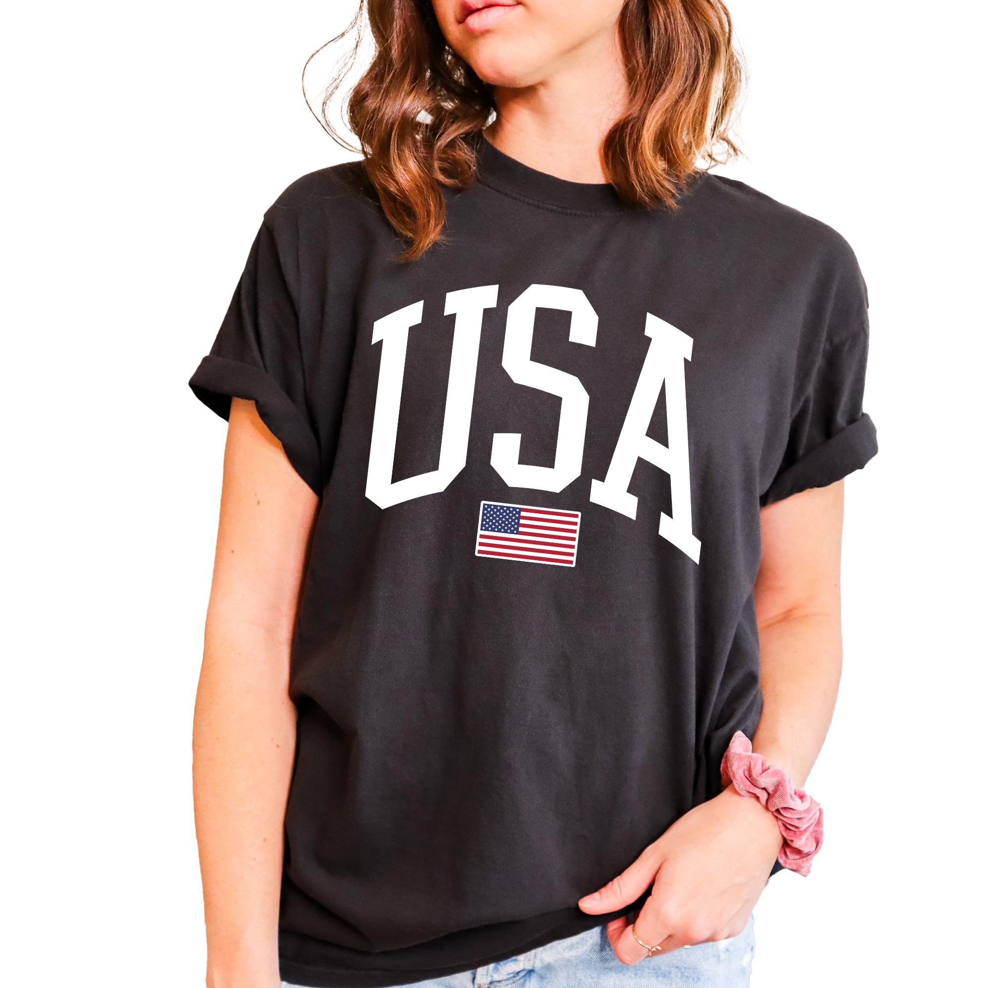 Tee Territory USA Flag T-Shirt for 4th of July, Independence Day, Graphic Tee for Women, Men, Unisex, 100% Cotton