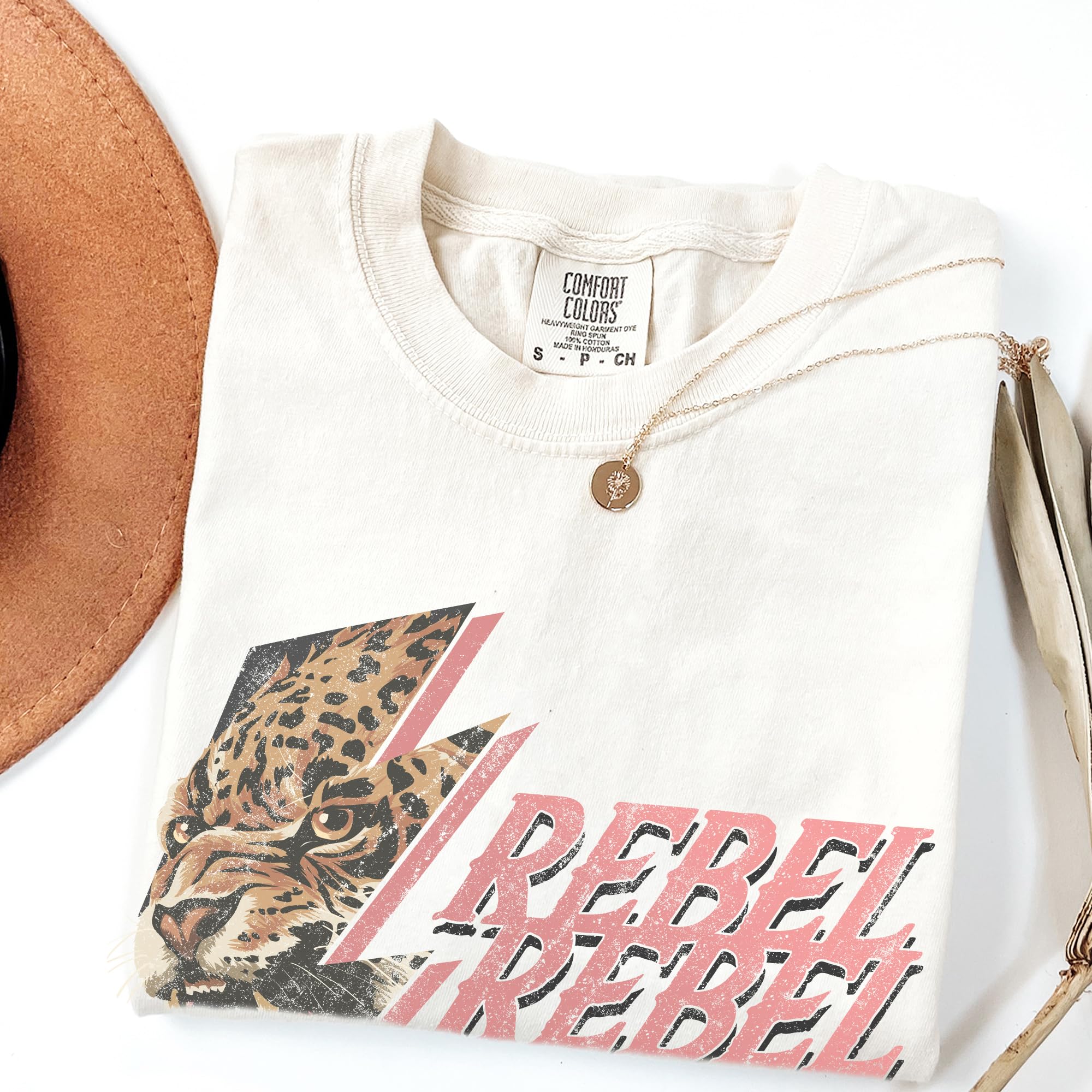 Tee Territory Thunder Leopard Rebel Ivory T-Shirt, Graphic Tee for Women, Men, Unisex, 100% Cotton