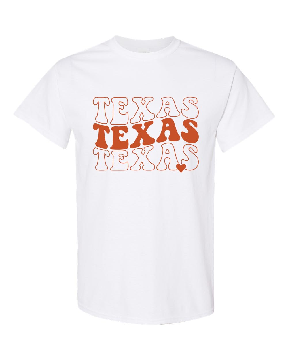 Texas Retro Typography T-Shirt – Vintage Stacked Lettering Tee – Cute Western Graphic Shirt for Men & Women