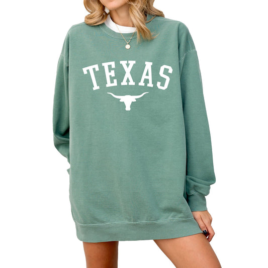 Tee Territory Texas Skull Sweatshirt, Graphic Pullover for Women, Men, Unisex, 80% Cotton