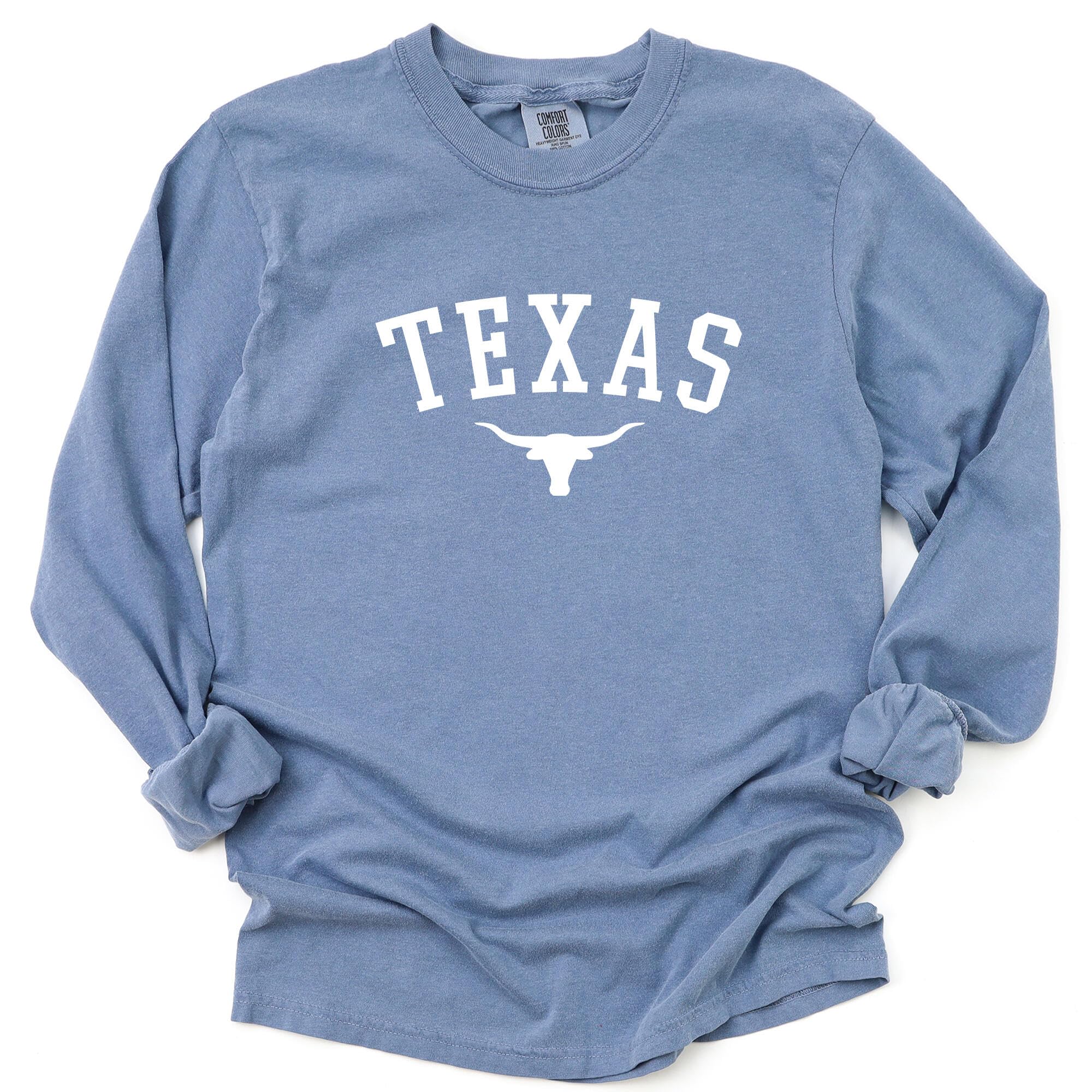 Texas T-Shirt for Men, Women, Unisex - State Pride Graphic Tee - Vintage Long Sleeve Crew Neck Top - 100% Cotton