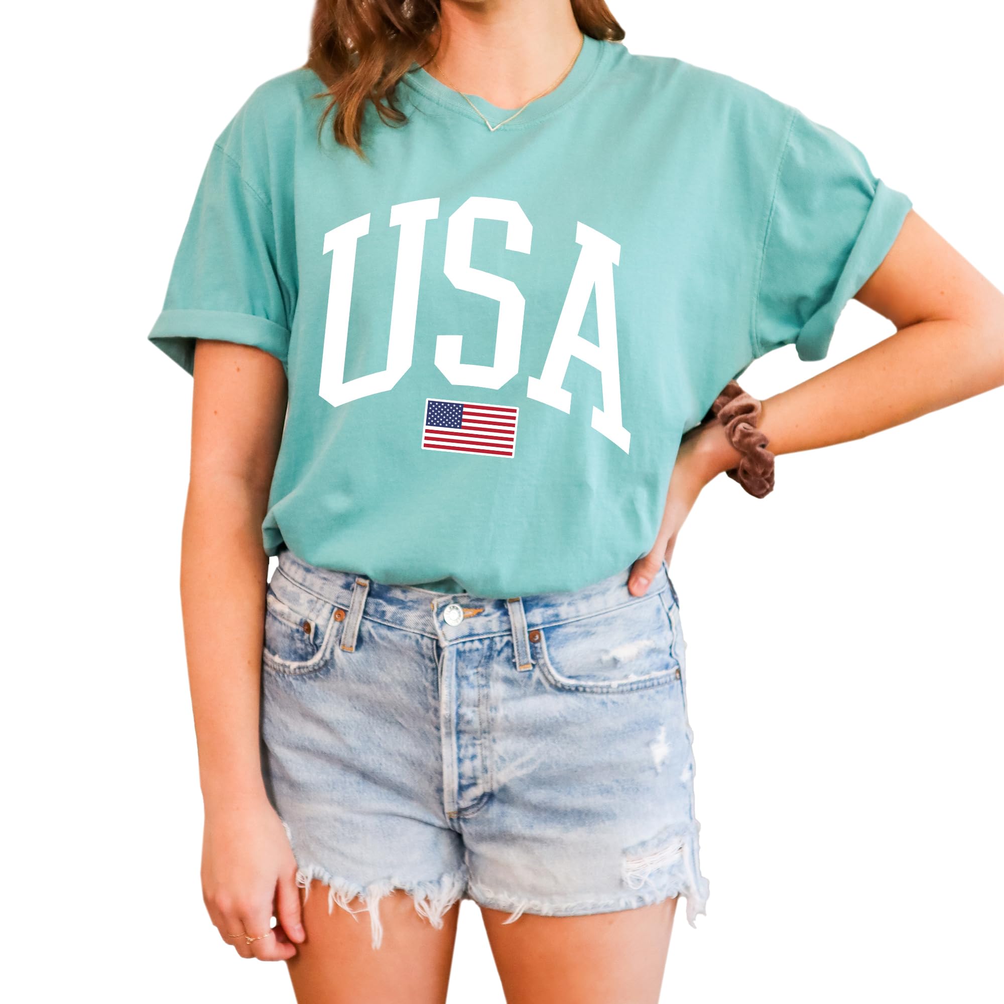 Tee Territory USA Flag T-Shirt for 4th of July, Independence Day, Graphic Tee for Women, Men, Unisex, 100% Cotton