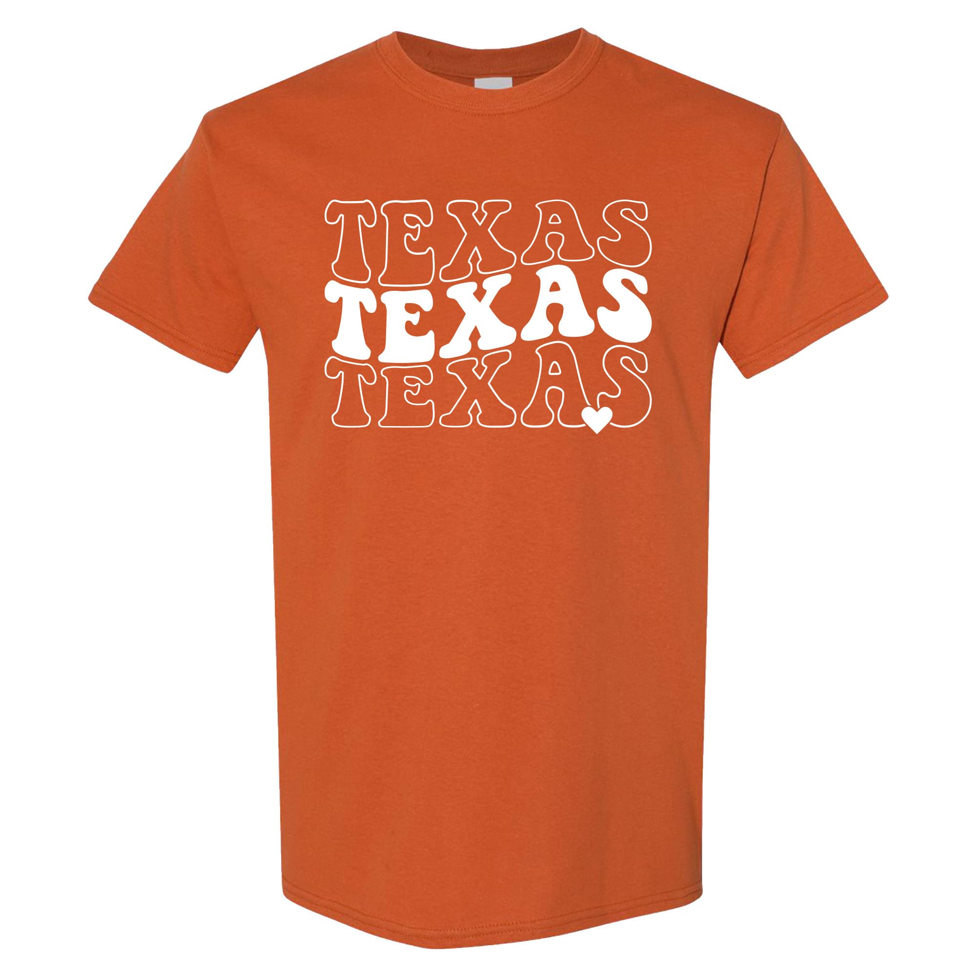 Texas Retro Typography T-Shirt – Vintage Stacked Lettering Tee – Cute Western Graphic Shirt for Men & Women