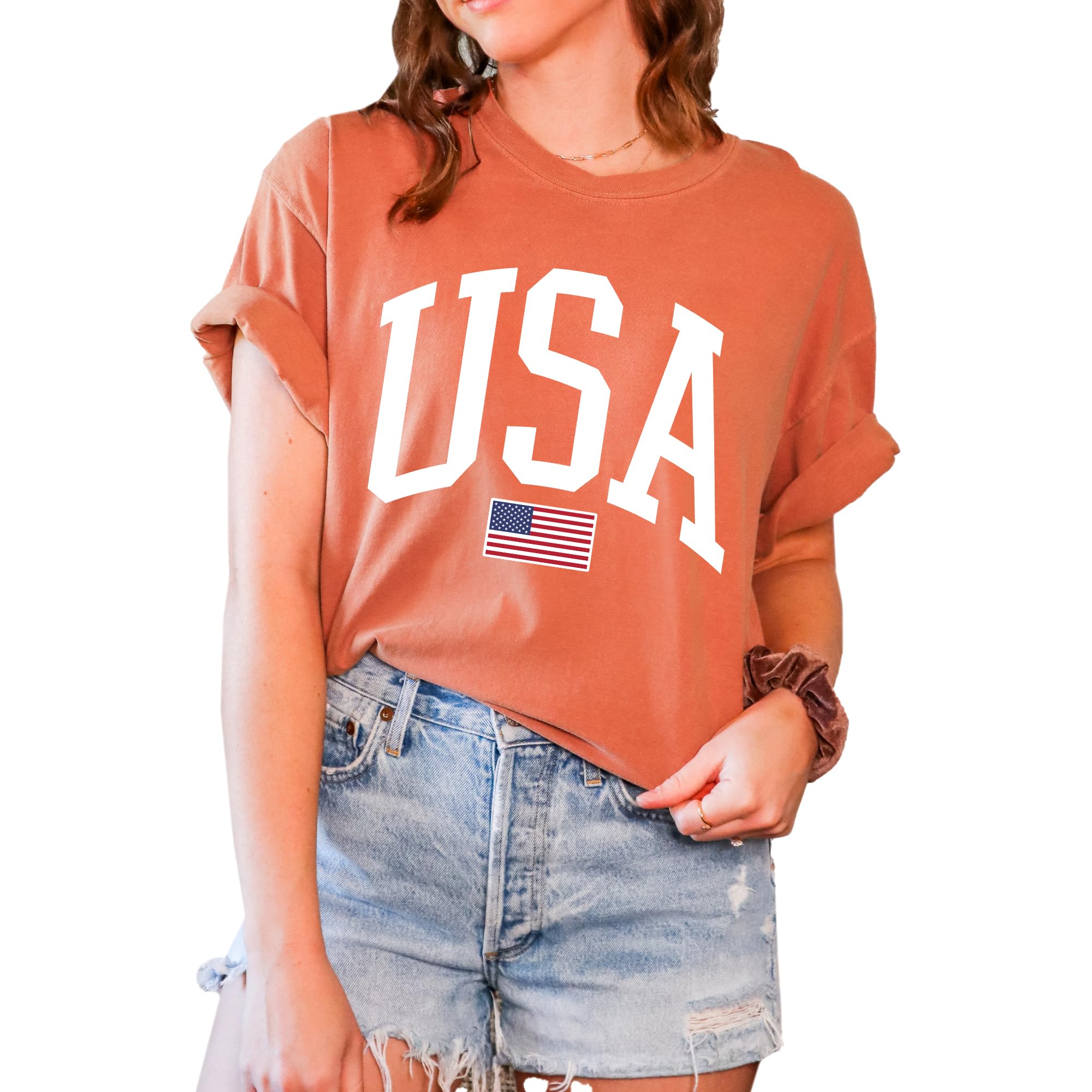 Tee Territory USA Flag T-Shirt for 4th of July, Independence Day, Graphic Tee for Women, Men, Unisex, 100% Cotton