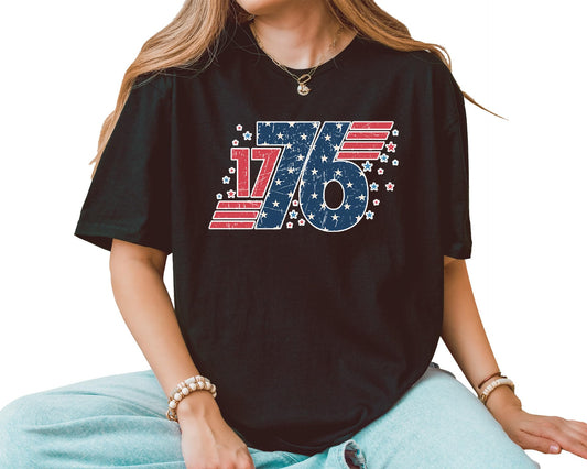 1776 Graphic T-Shirt – Unisex Vintage USA Independence Day Shirt – Patriotic American Flag Fourth of July Tee