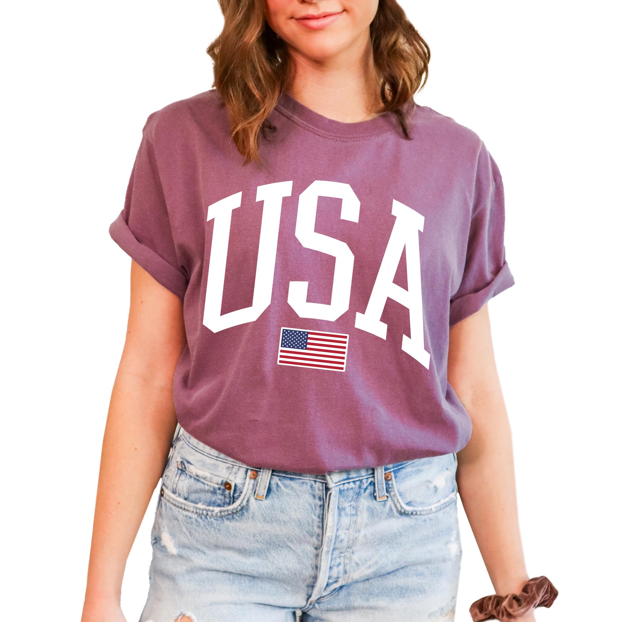 Tee Territory USA Flag T-Shirt for 4th of July, Independence Day, Graphic Tee for Women, Men, Unisex, 100% Cotton