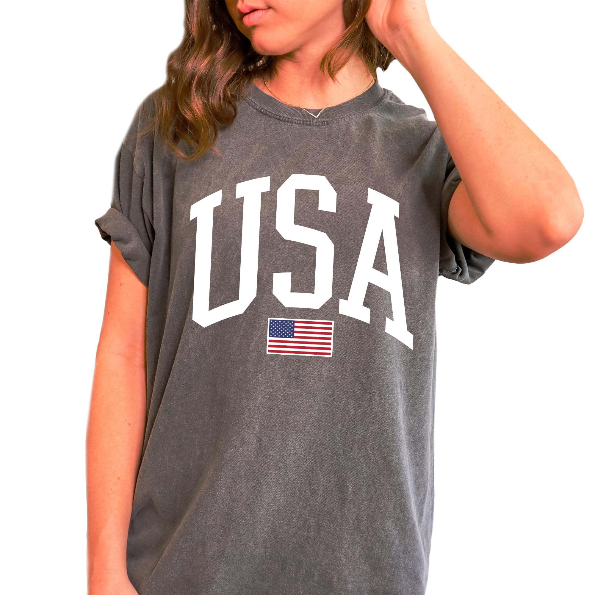 Tee Territory USA Flag T-Shirt for 4th of July, Independence Day, Graphic Tee for Women, Men, Unisex, 100% Cotton