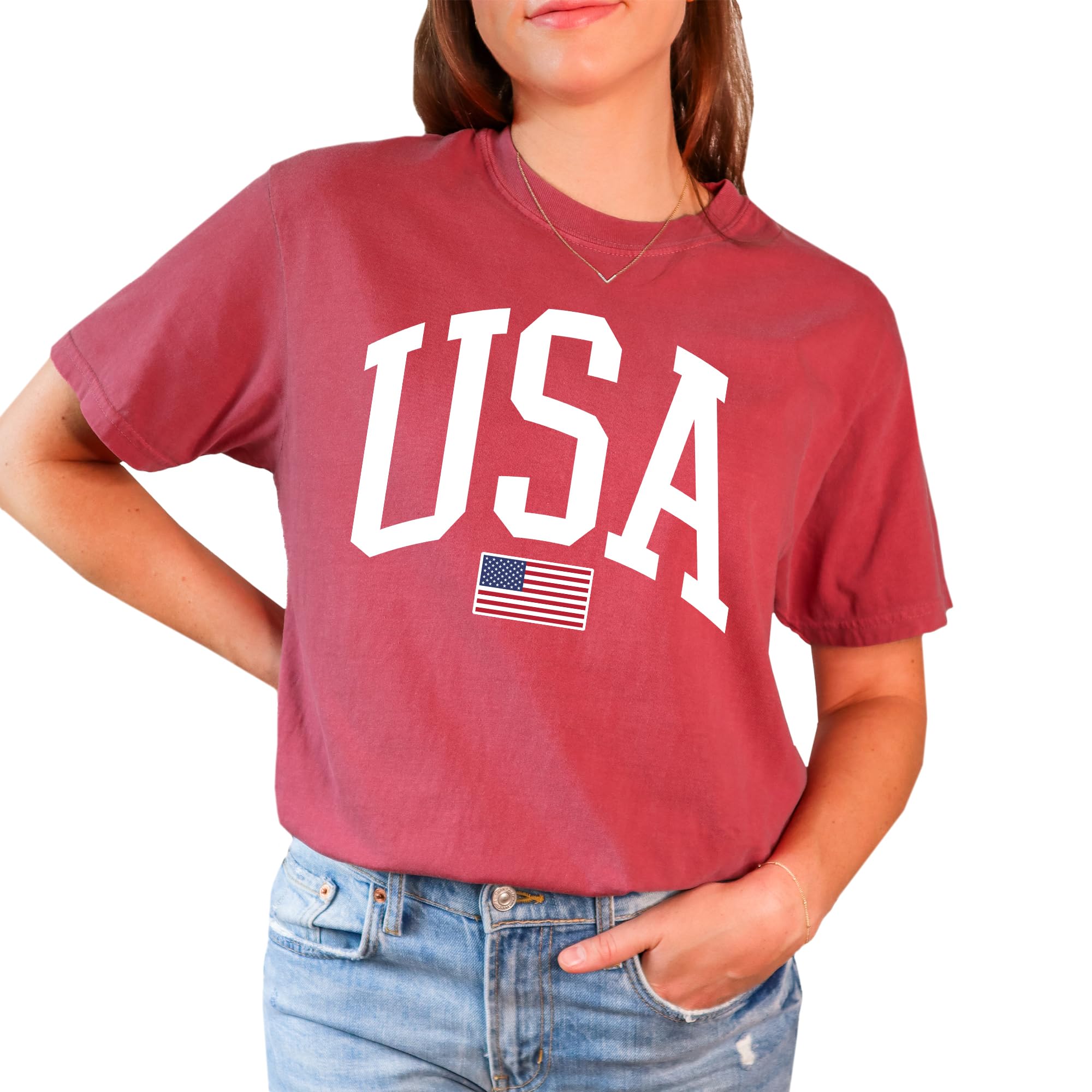 Tee Territory USA Flag T-Shirt for 4th of July, Independence Day, Graphic Tee for Women, Men, Unisex, 100% Cotton