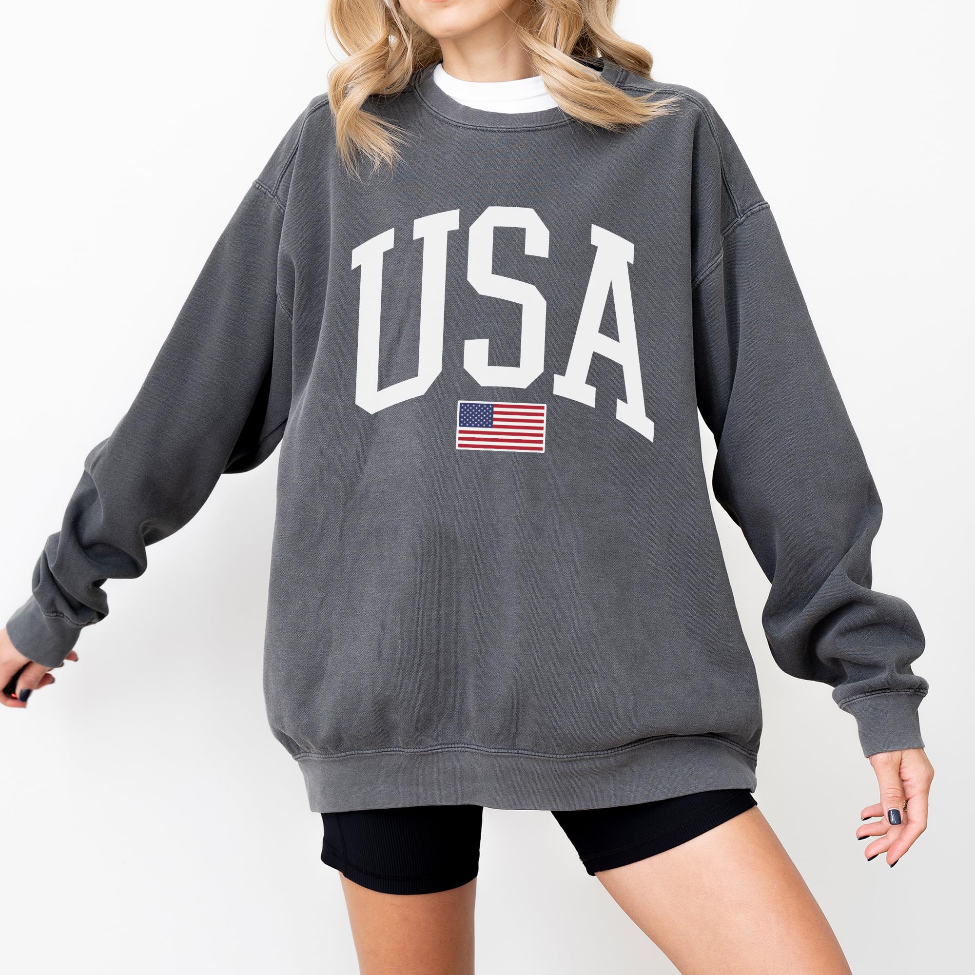 Tee Territory USA Flag Sweatshirt for 4th of July, Independence Day – Graphic Pullover for Women, Men, Unisex, 80% Cotton