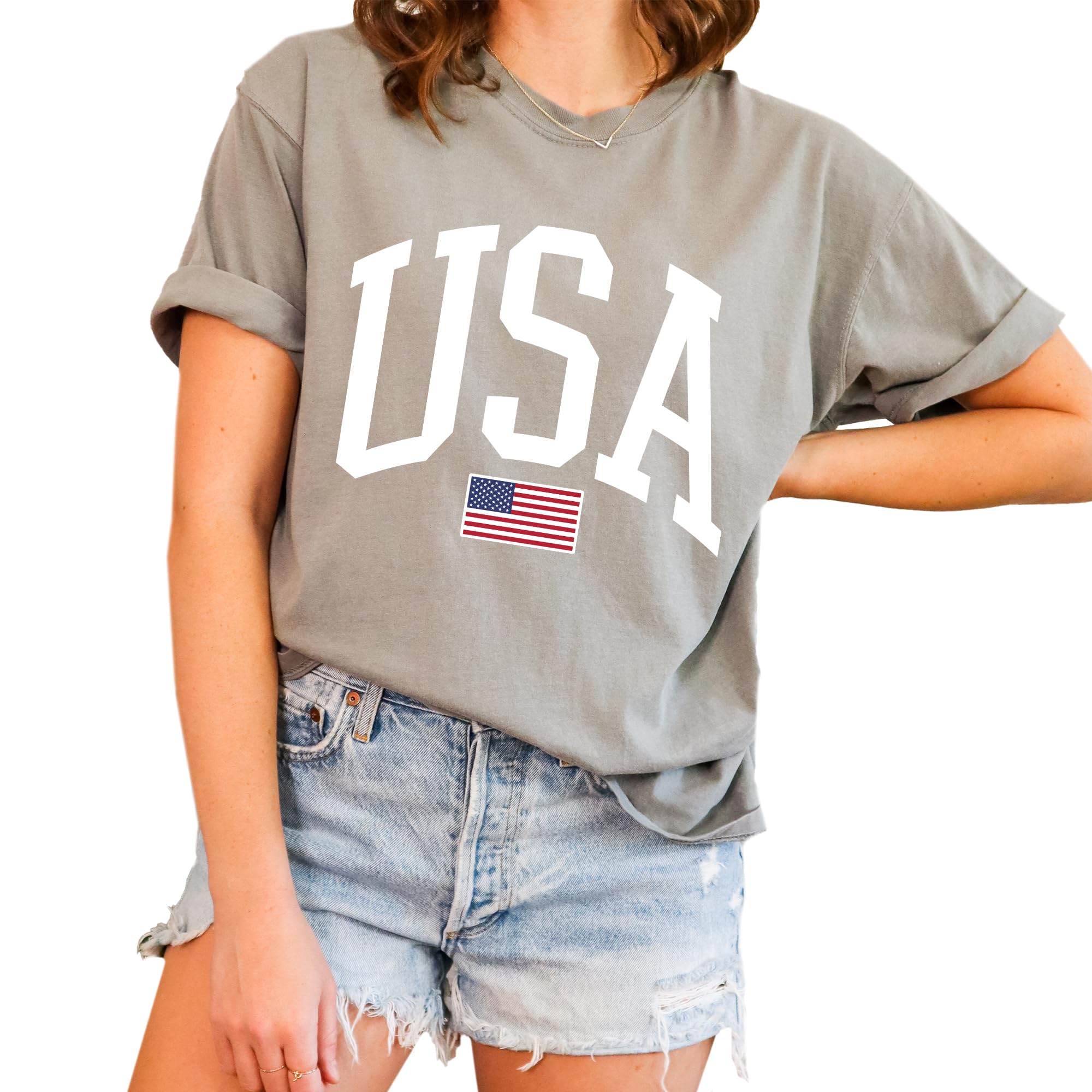 Tee Territory USA Flag T-Shirt for 4th of July, Independence Day, Graphic Tee for Women, Men, Unisex, 100% Cotton