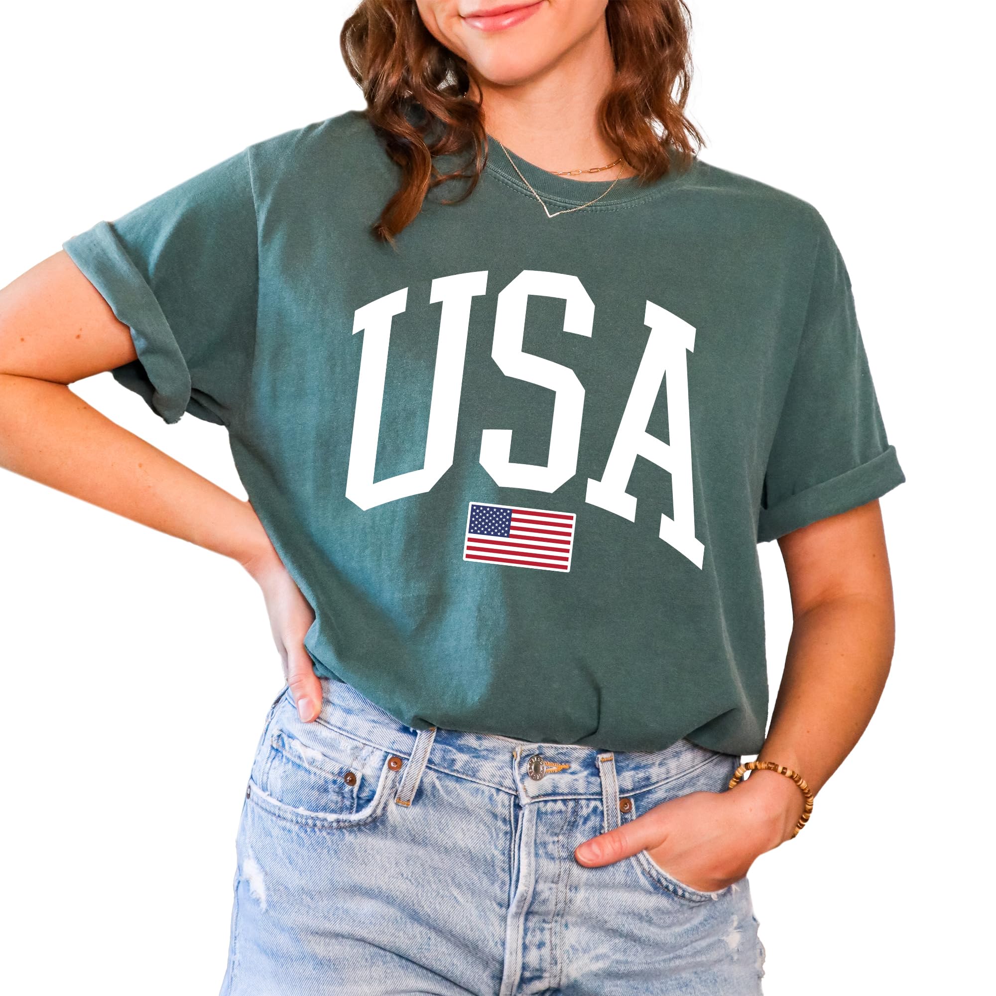 Tee Territory USA Flag T-Shirt for 4th of July, Independence Day, Graphic Tee for Women, Men, Unisex, 100% Cotton