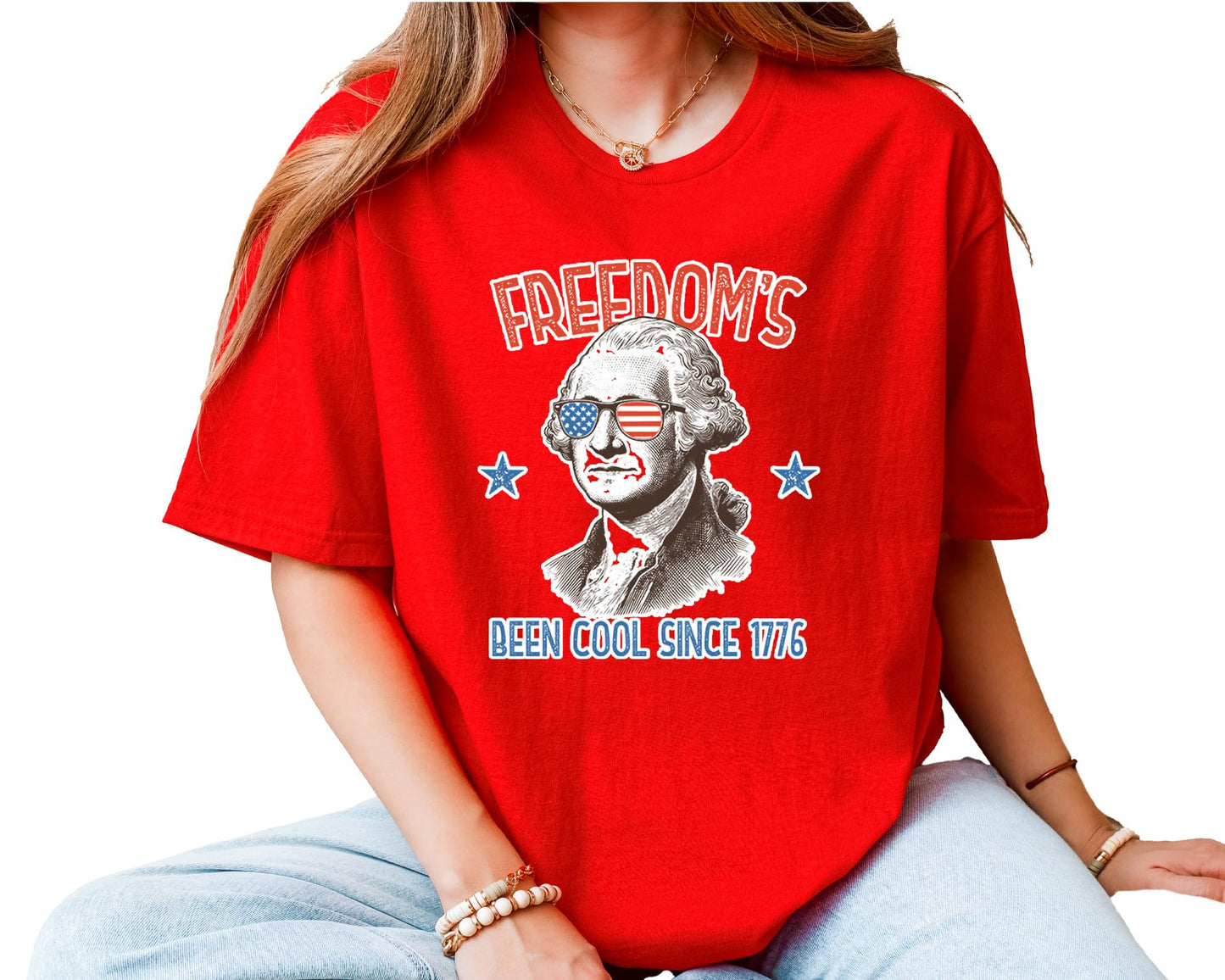 Freedom’s Been Cool Since 1776 T-Shirt – Unisex Patriotic George Washington Shirt – Fourth of July USA Graphic Tee