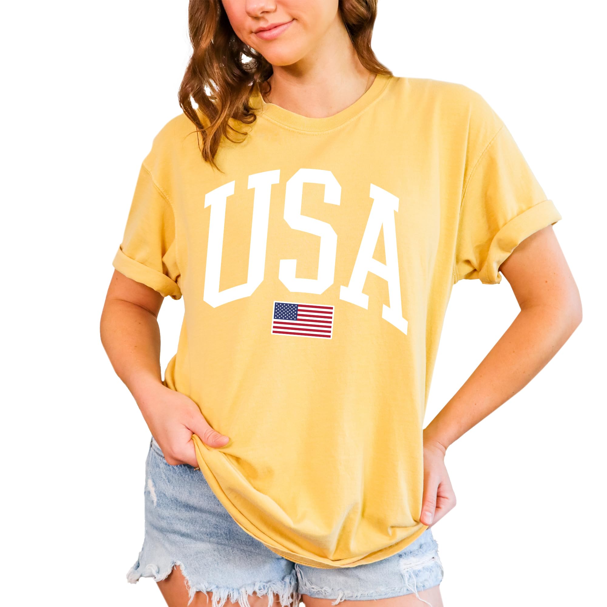 Tee Territory USA Flag T-Shirt for 4th of July, Independence Day, Graphic Tee for Women, Men, Unisex, 100% Cotton