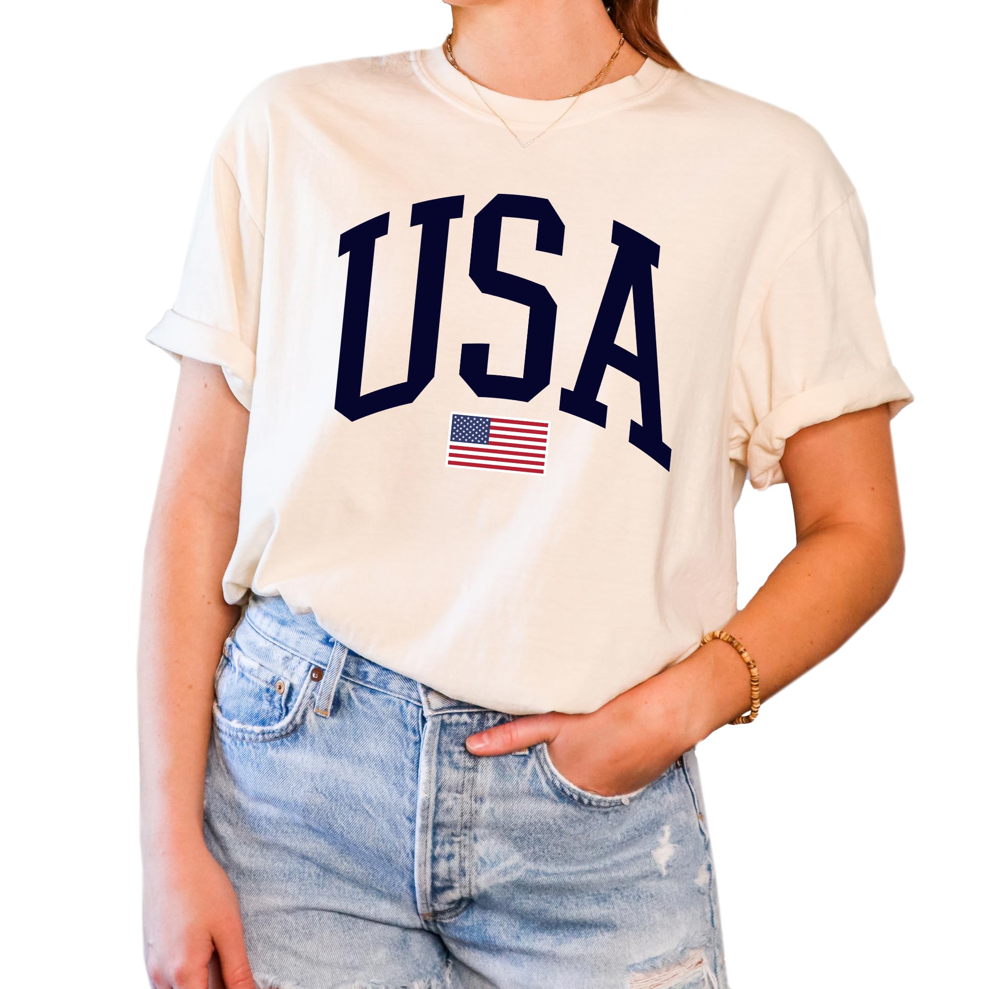 Tee Territory USA Flag T-Shirt for 4th of July, Independence Day, Graphic Tee for Women, Men, Unisex, 100% Cotton
