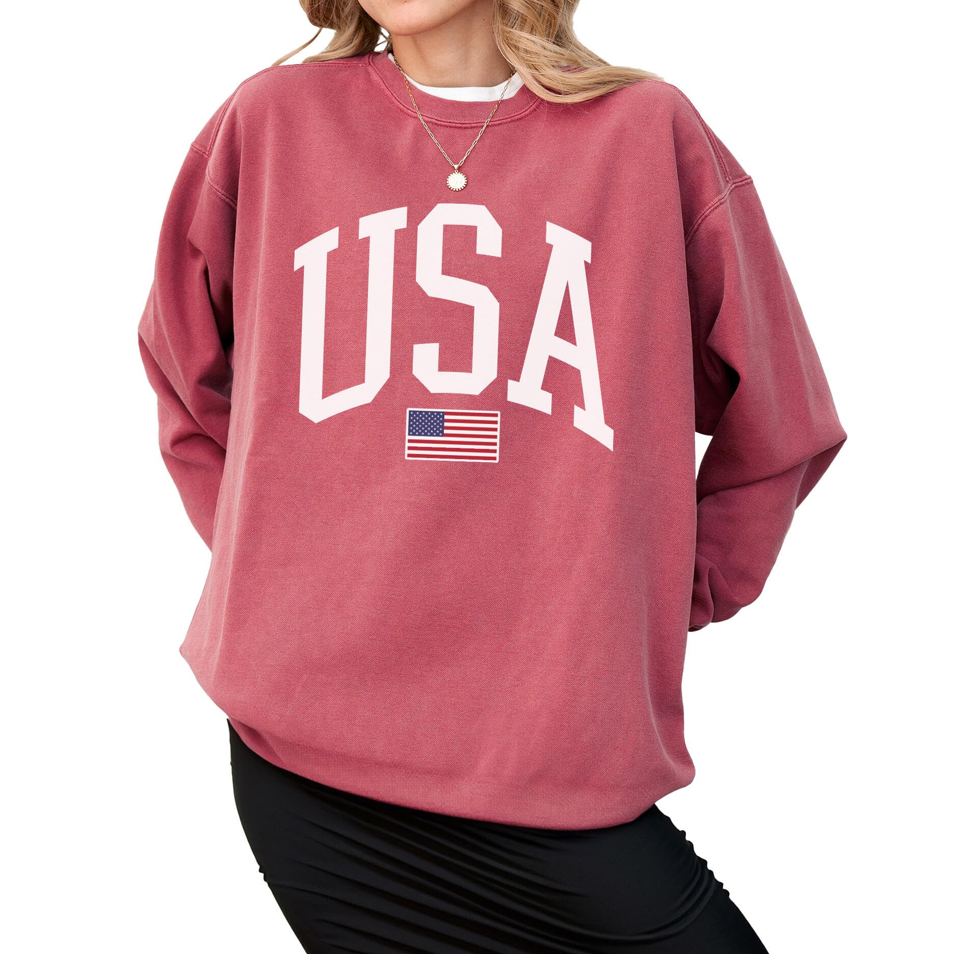 Tee Territory USA Flag Sweatshirt for 4th of July, Independence Day – Graphic Pullover for Women, Men, Unisex, 80% Cotton