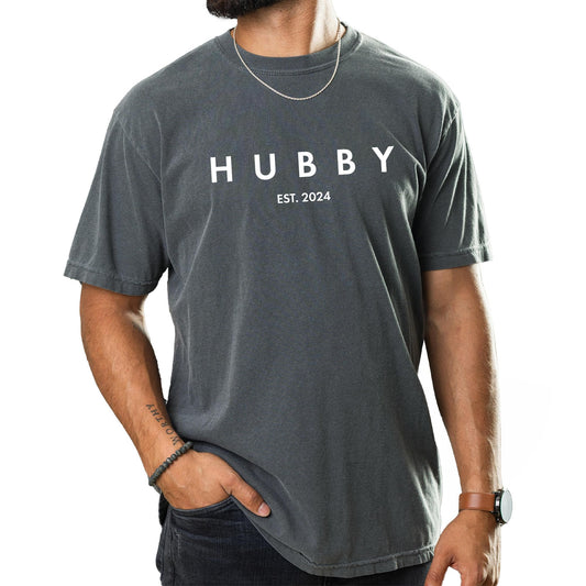Hubby & Wifey Couple T-Shirt - 100% Cotton, Retro Oversized Graphic Honeymoon Tee for Men & Women
